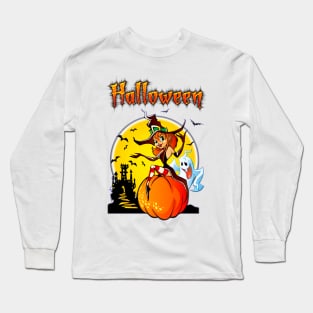 Graphic style retro witch Long Sleeve T-Shirt